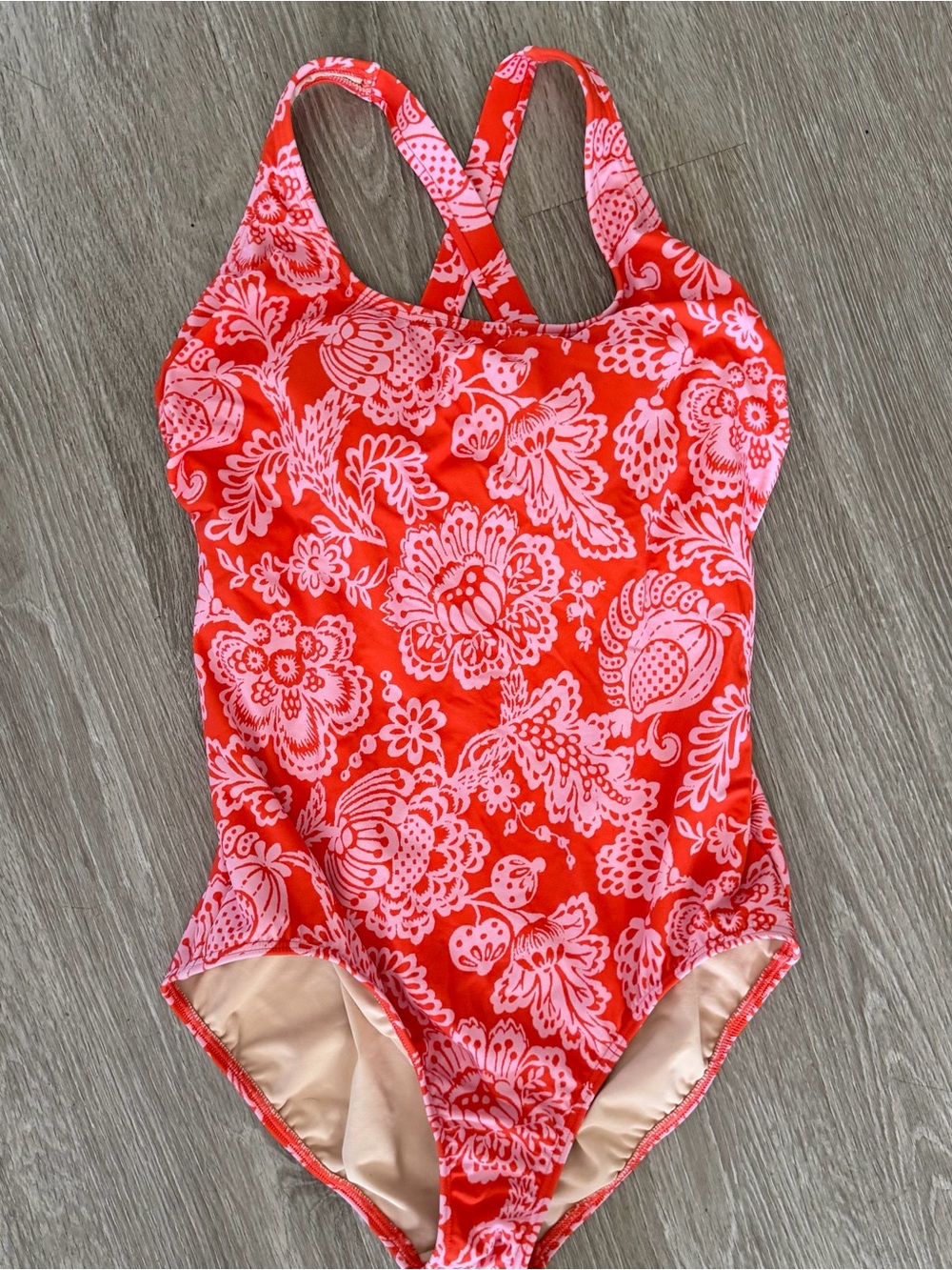 Land’s End tugless x-back floral swimsuit 16L